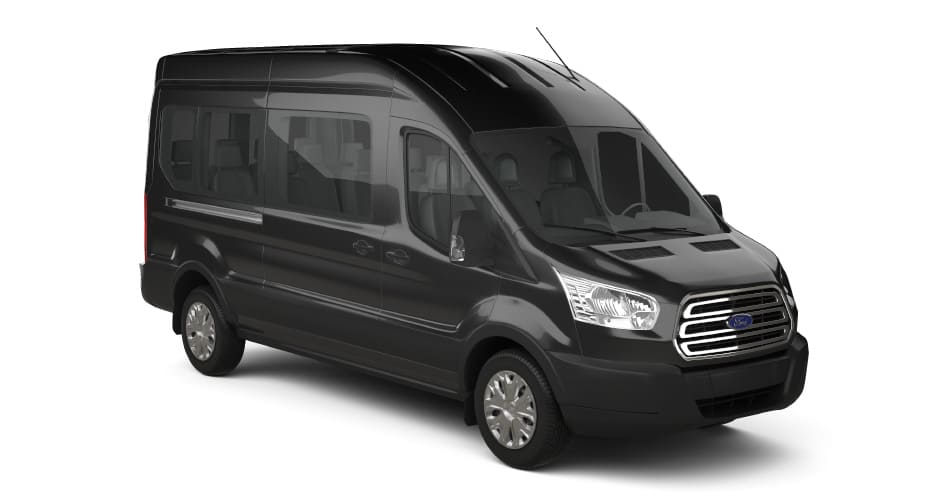 The Carey Executive Van -Ford Transit Van - Passenger Side Front Angle View