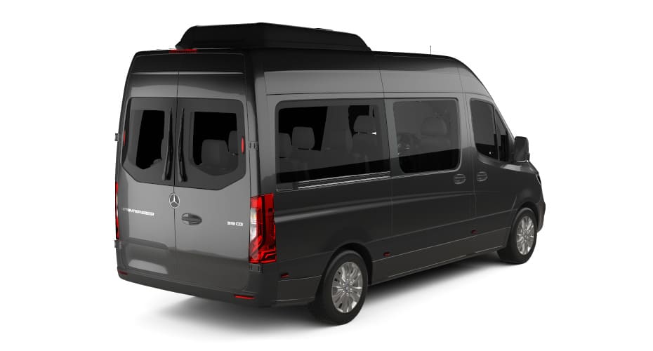 The Carey Luxury Van - Mercedes Benz Sprinter Van - Passenger Side Rear Angle View